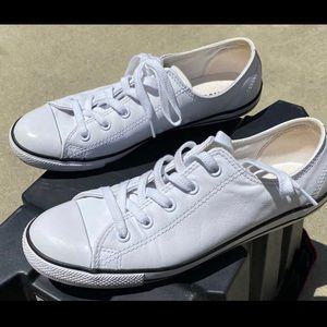 White Leather Converse Chuck Taylors Women Size 8